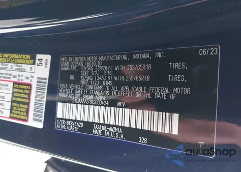 2024 Toyota Grand Highlander Xle from USA, damaged, VIN 5TDAAAA51RS000424